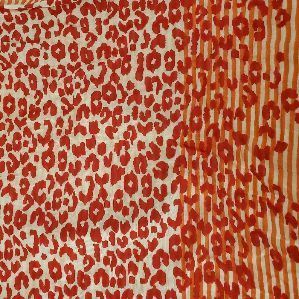 Calvin Klein Infinity Scarf Red Leopard + Stripes - Picture 2 of 7